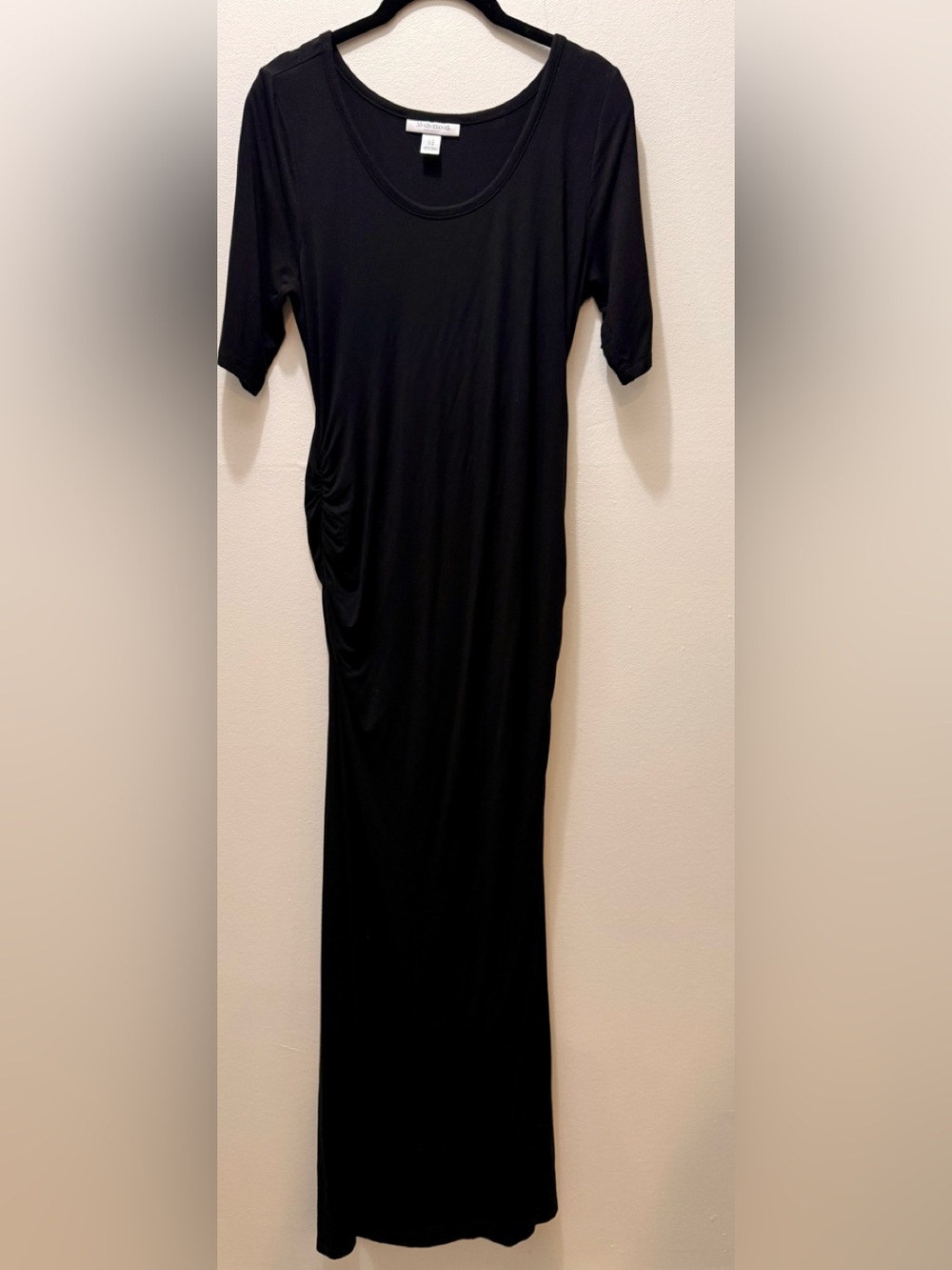 Motherhood Maternity Black Maxi Dress with Side Ruching